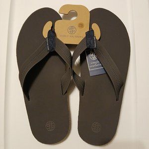 Simply Southern Men's Size XXL 12/13.5 Leather Flip Flop Asphalt Black